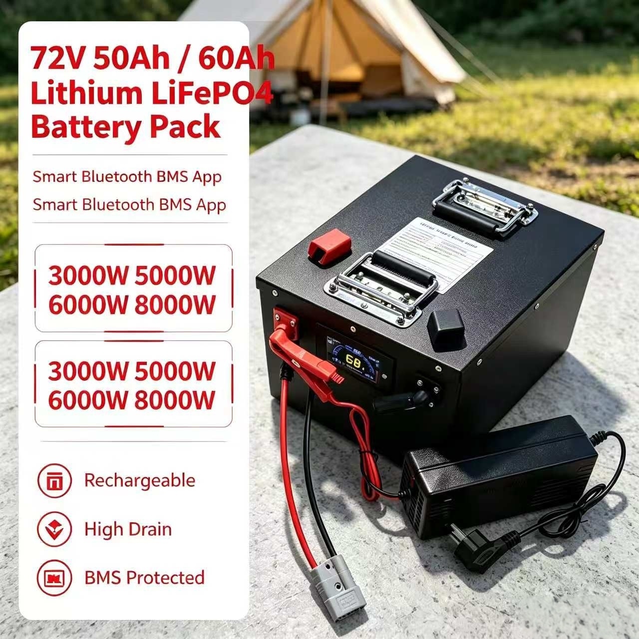 72V 50Ah 50A 60Ah 60 Ah 60A ak - 72V 60Ah Lifepo4 Battery Pack incelemesi ve fiyatı